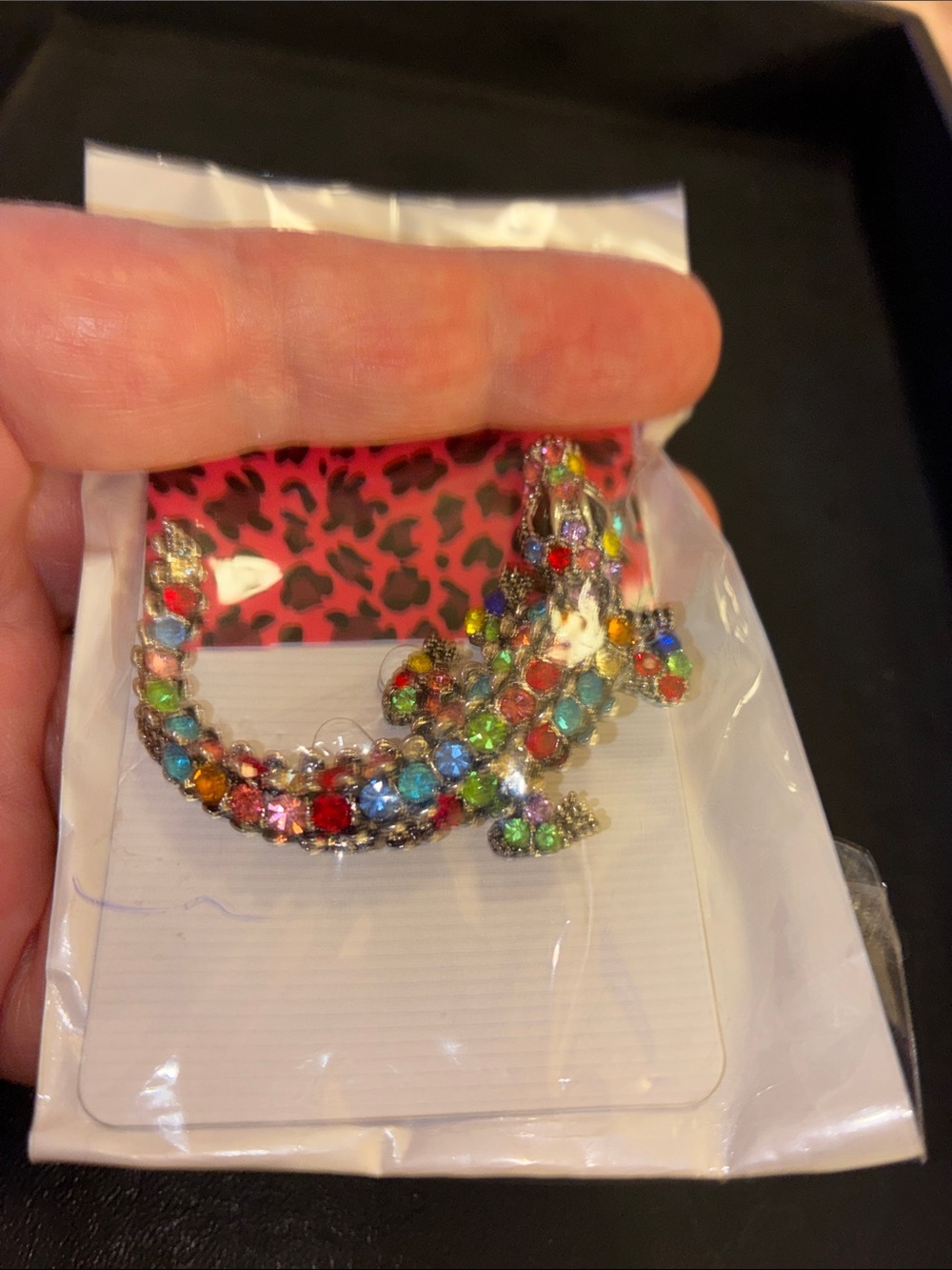 Multicolor Alligator Crystal Brooch - Picture 5 of 7